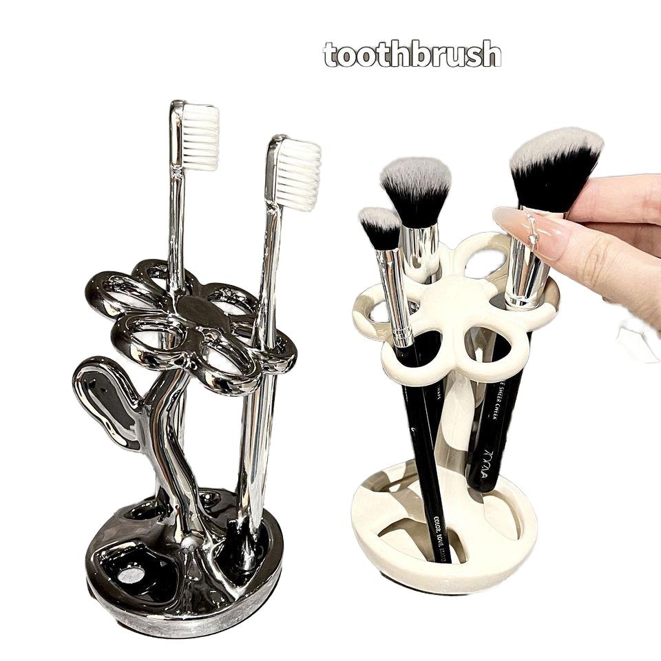 Creative Durable Modern Ceramic Toothbrush Makeup Brush Holder Eyebrow Pencil Storage Rack Bathroom Accessory Toilet Tool