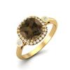 7mm Cushion Smoky Quartz 925 Sterling Silver Gold Vermeil Solitaire Accents Women Anniversary Ring