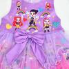 82993 Kid Girls Kpop Demon Hunters Sleeveless Bow Mesh Dress