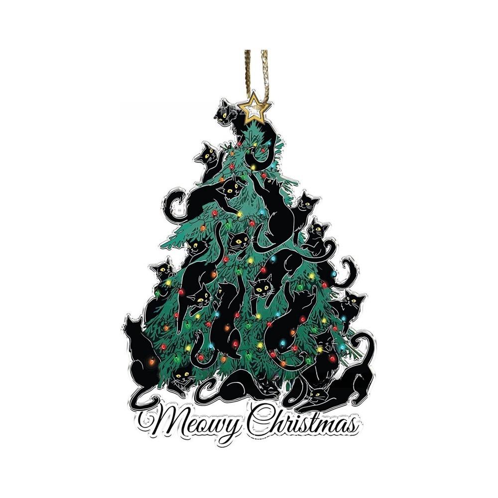 2025 Weihnachts-Kugel-Katzen-Ornament 2D Acryl Lustige Katzen-Ornamente Weihnachtsbaum Katze Hängende Dekorationen Haus Party Weihnachten Deko