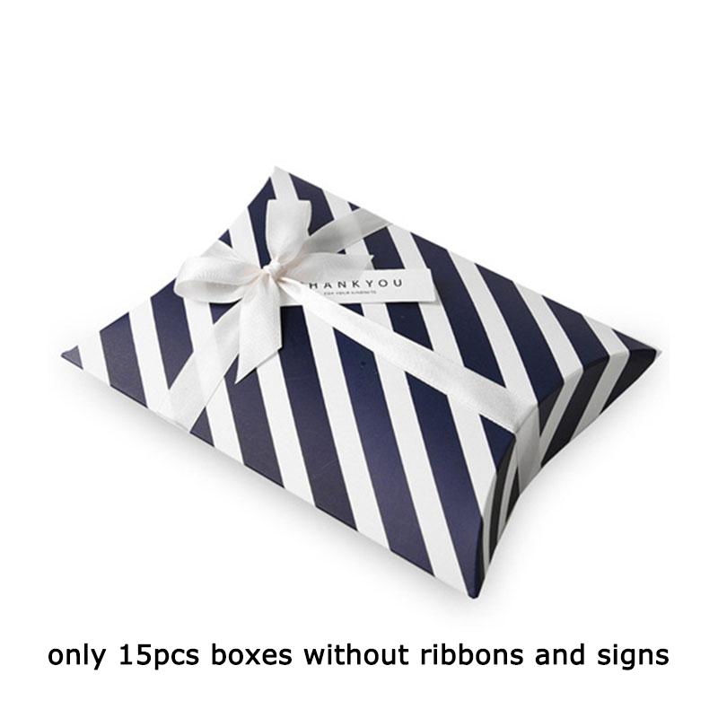 

WTEMPO Складные подарочные коробки из полосатой печатной бумаги Складная подушечка в форме ювелирной помады Маленькие изящные подарочные упаковочные коробки 15pcs темно-синий