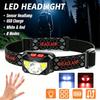 COB+LED Headlamp USB Rechargeable Motion Sensor Headlight Outdoor White & Red Light Fishing Camping Head Torch