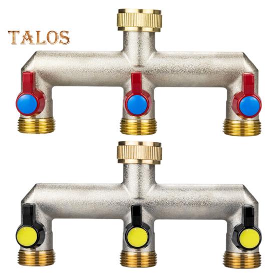 3 Way Garden Hose Splitter Nickel Plated Brass Faucet Manifold 3/4" Frost Resistant Outdoor Hose Spigot Adapter for Gardens Yards Farms