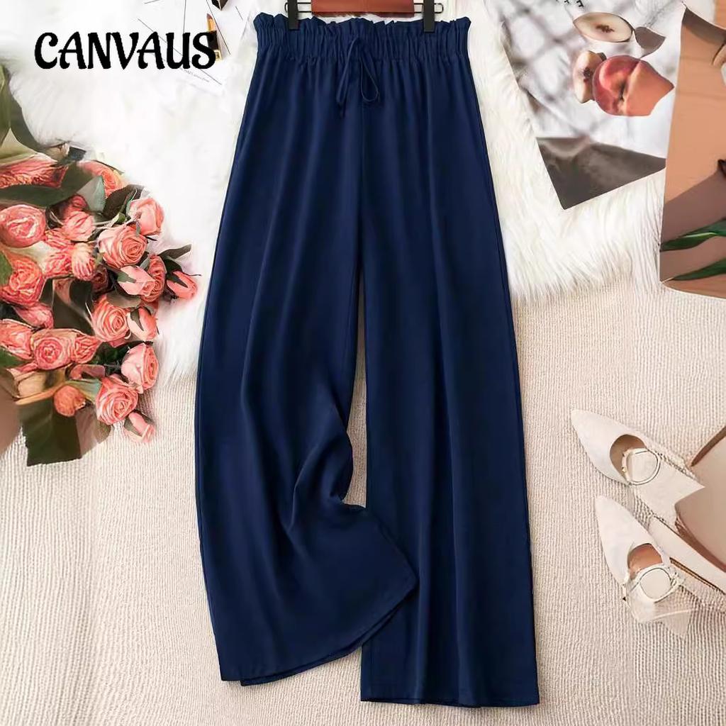Women's Pant Plus Size Fashion Solid Colour High Waist Wide Leg Trousers