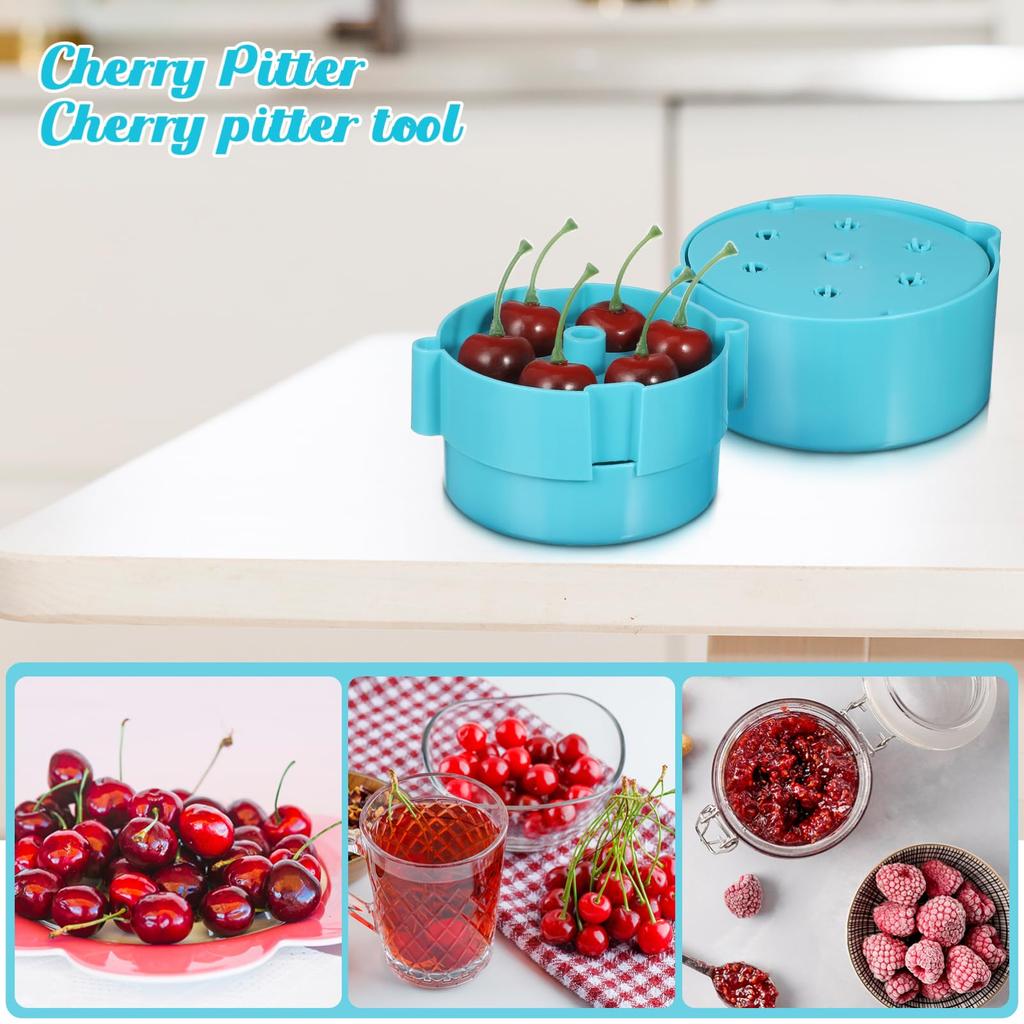 Portable Cherry Pitter Plastic Cherry Core Remover with 6 Individual Holes Cherry Corer Seed Remover Tool