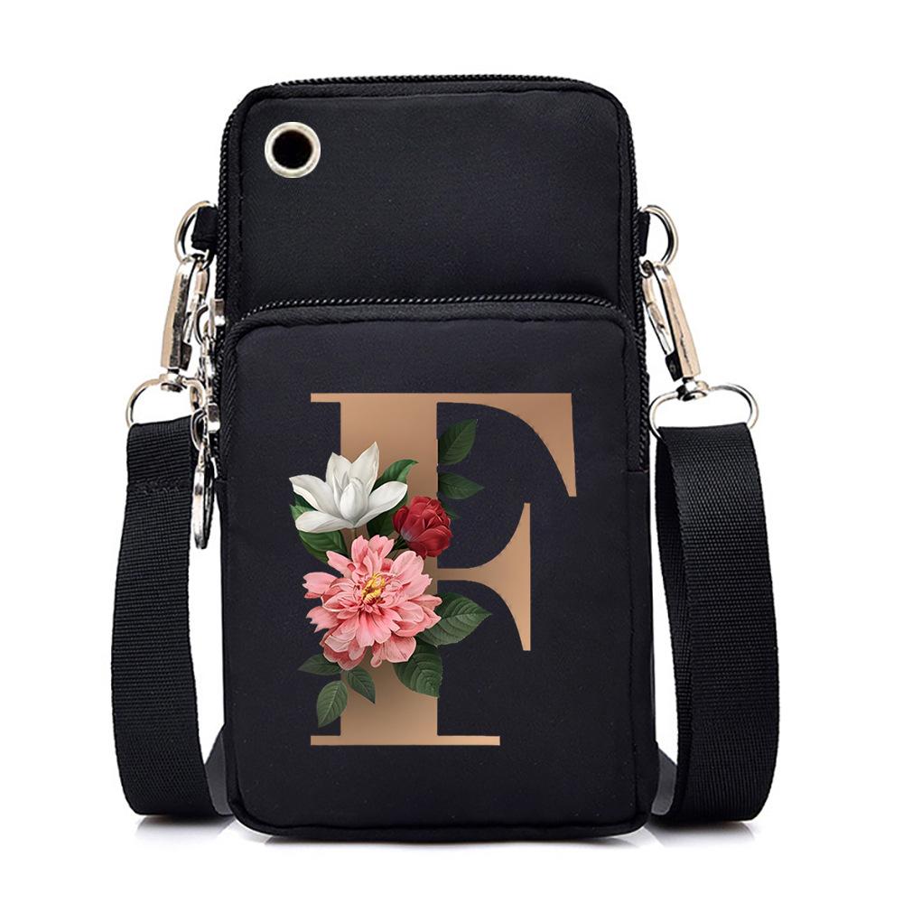 26 letter printed change bag, mobile phone bag to map, light to carry multi-function messenger bag