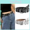 Trendy Pu Leather Women's Belt Featuring Chic Double Row Star Buckle For Summer Wear