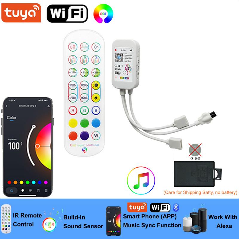 

Tuya Wifi Smart Controler 12V 4 Pin Bluetooth RGB Led Controller Voice Sensor RGB Led Lights Controller Alexa Google Home 24