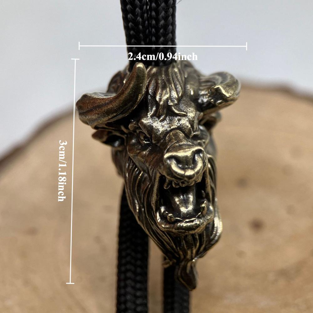 Bull Head Yak Brass Knife Beads EDC DIY Woven Bracelets Lanyard Key Chain Pendant Accessories Men Outdoor Tool Hangings Charms