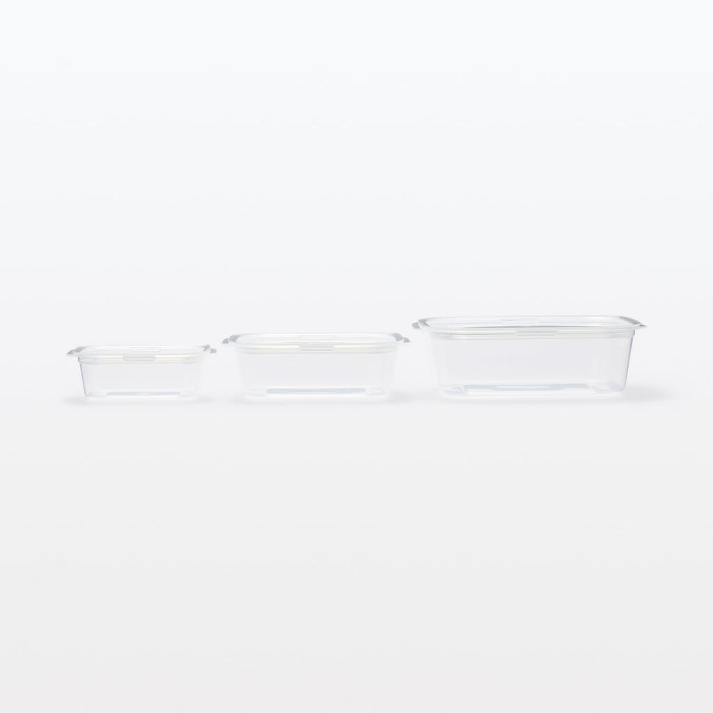 MUJI Microwaveable Food Containers with Pack of MDC95A3S Lids, Semi-Transparent, Rectangular, 180mL, 4,