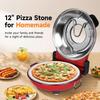420-degree Ceramic Stone Pizza Oven, 12-inch Pizza Oven, 1200W Countertop Pizza Maker with Built-in Thermometer and Timer