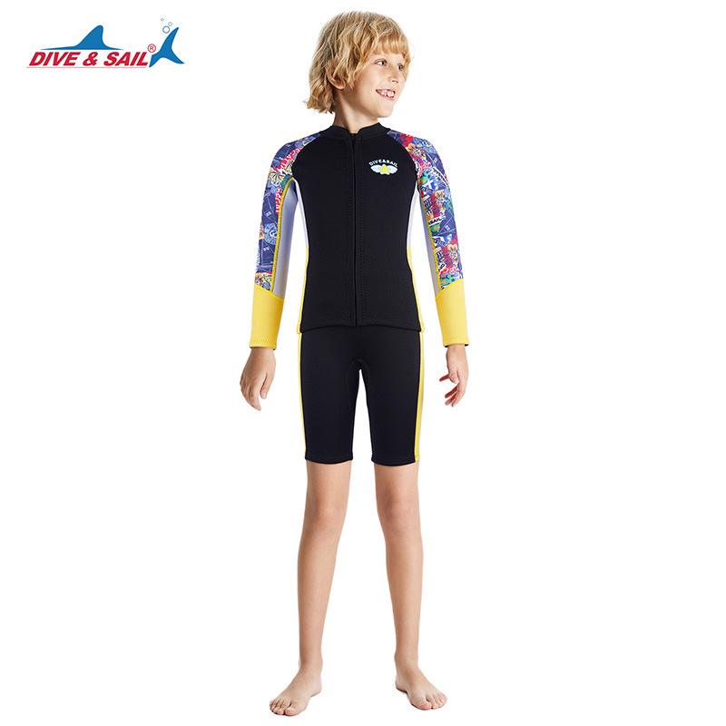DIVE&SAIL Kids' 2.5MM Split Wetsuit: Warm, Cold-Resistant for Diving, Snorkeling, Swimming & Surfing.