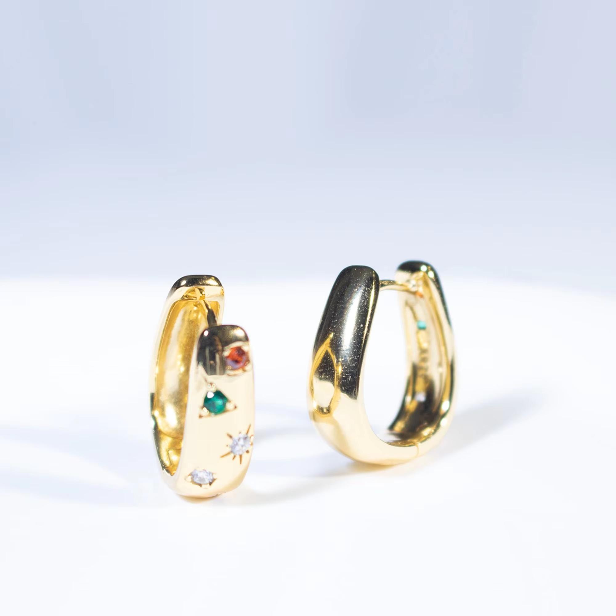 

Винтажные не тускнеющие серебряные серьги 925 пробы для женщин с разноцветным цирконием, позолоченные, винтажный стиль, ювелирные изделия, аксессуар разноцветный