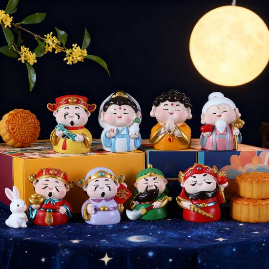 Kreslená figurka Boha bohatství, ručně malovaná soška čínských nesmrtelných, pryskyřičná socha, domácí kancelářská stolní dekorace, ozdoba