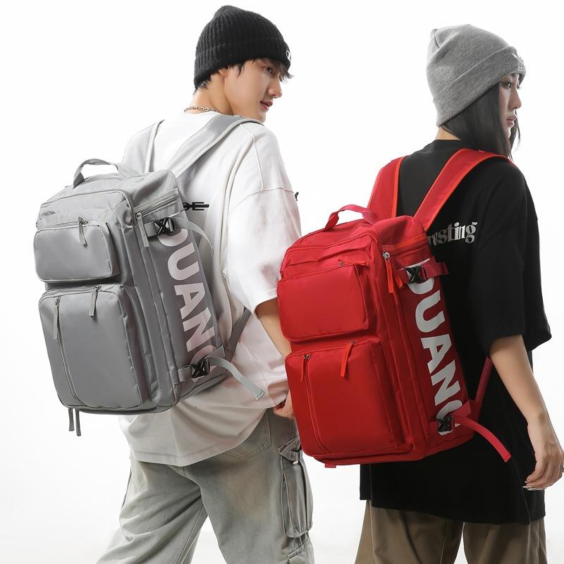 New solid color locomotive outdoor men's and women's backpacks fashionable and simple large-capacity backpacks