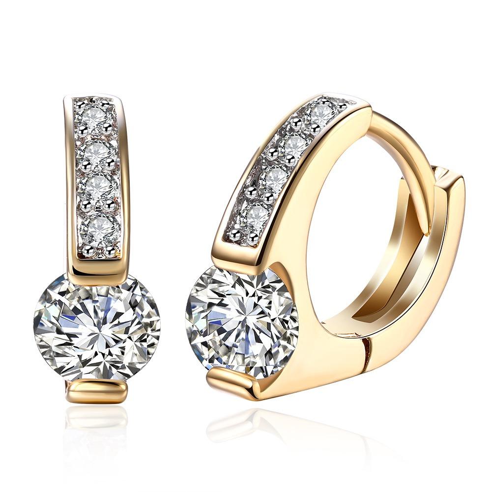 925 Sterling Silver 18K Gold Zircon Earclip Earrings for Women Fashion Jewelry