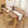 Red Christmas Table Runner Tree Santa Claus Tablecloth Flower Linen Table Cover  Christmas Eve