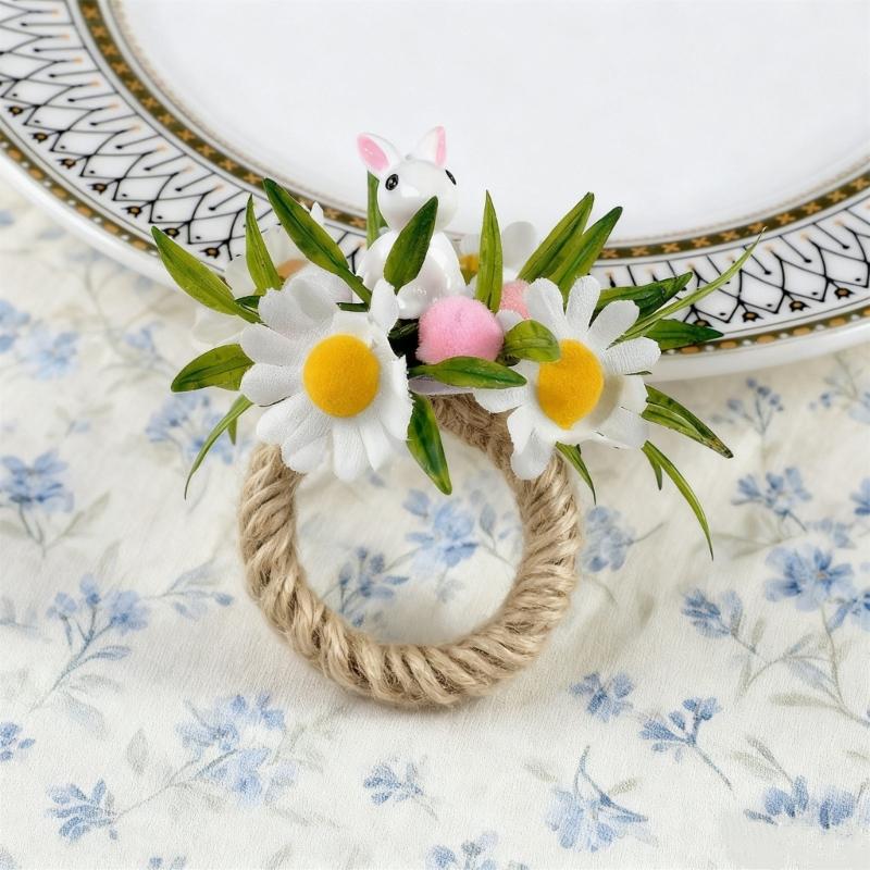 Plastic Napkin Rings With Easters Rabbit Eggs Theme Durable Suitable For Indoor Outdoors Celebration And Event