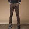 Male Winter Fleece Warm Corduroy Pants Men Business Fashion Slim Fit Stretch Thicken Gray Green Fluff Casual Trousers Male