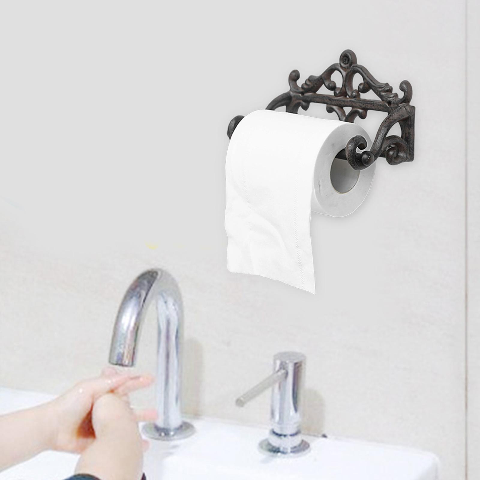 

Toilet Paper Holder Towel Rack Vintage Easy Installation Retro Roll Dispenser Toilet Roll Organizer for Washroom Home Decor чёрный