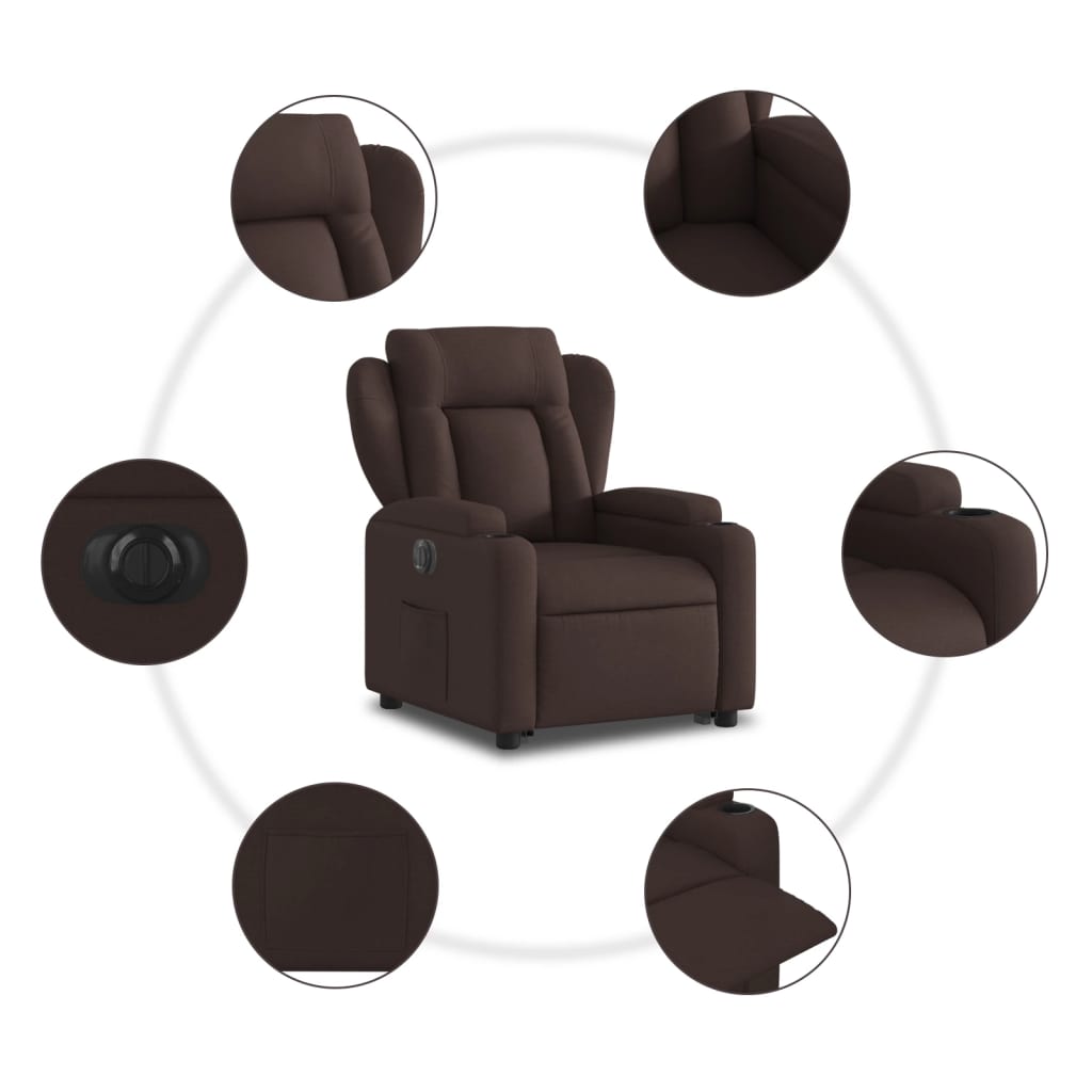 Vidaxl Lift-Up Massage Chair, Electric, Reclining, Brown