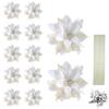 12Pcs With Clips Artificial Christmas Flowers with Stems Christmas Fake Blooms  Wedding Decor