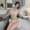 Sexy Female mesh perspective free pure desire lace-up set three-point uniform cute sexy underwear butterfly