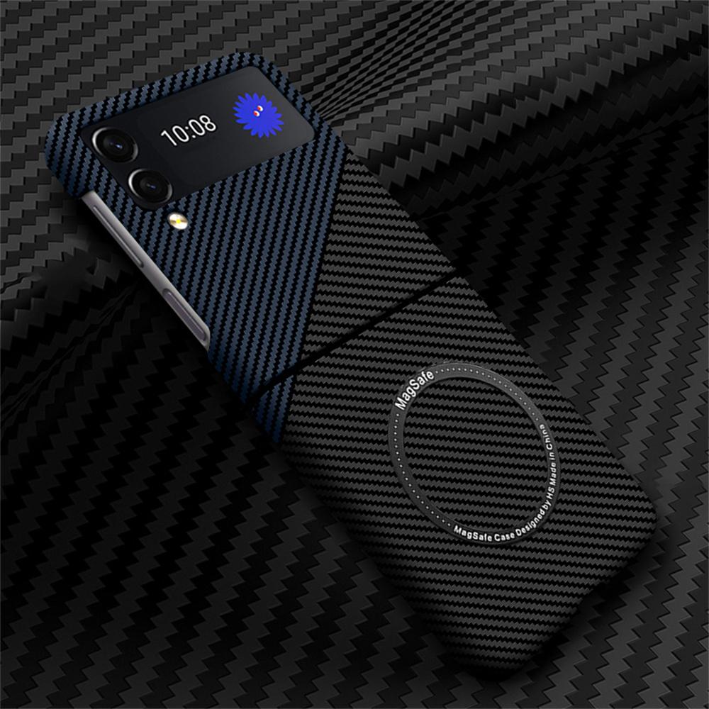For Samsung Z Flip 5 4 Z Flip 3 Case Business Carbon Fiber Magnetic Magsafe Phone Cases for Galaxy Z Fold 5 3 S24 S23 S22 S21 Ultra 5G Hard PC Cover