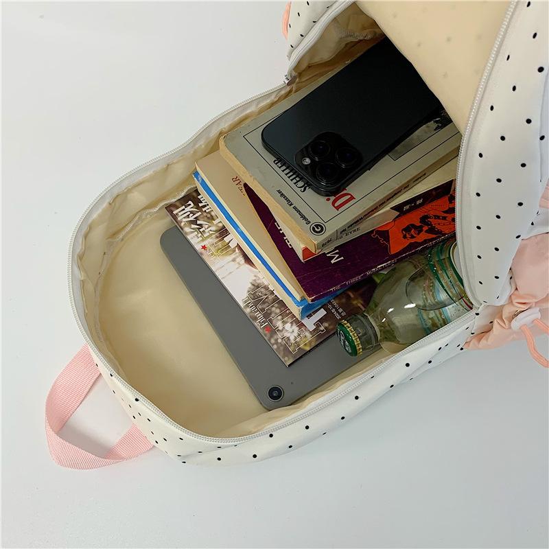 Schoolbag cute sweet girl backpack female student class schoolbag Korean college style bow polka dot backpack