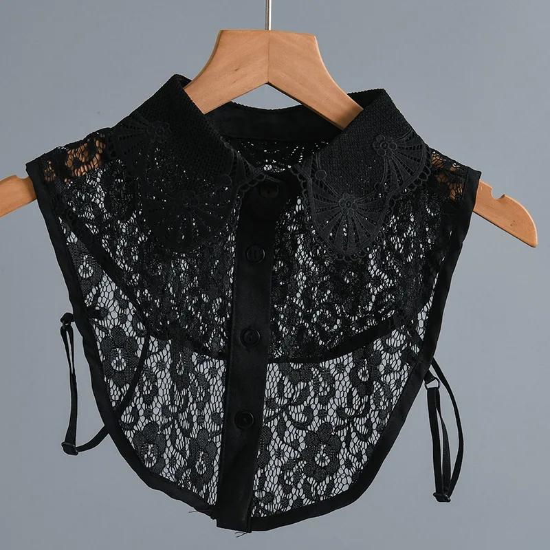 Girls Hollow Out Lace Shirt Detachable Fake Collar Shirt Lapel Blouse Top Adjustable Women Clothes Ladies False Collar Decor
