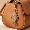Portachiavi Ciondolo Strass Intarsiato Design Pesce Vuoto Portachiavi con Moschettone Anti-Ossidazione Accessorio per Zaini