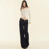 Women's Original Blue Micro-Flare Low-Rise Jeans, Autumn/Winter 2024: Trendy Slimming Wide-Leg Style