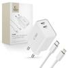 Netzladegerät C35W 2x USB-C mit USB-C-Kabel - iPhone Lightning - weiß