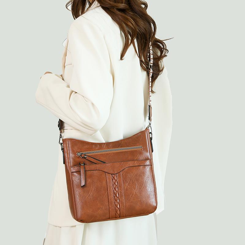 Crossbody Bag Vintage PU Women's Bag Shoulder Bag Commuter Large Capacity Shoulder Bag