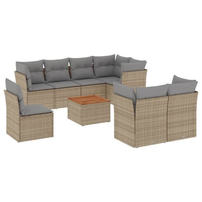 VidaXL Garden Lounge Set with Cushions 9 Pcs, Patio Sofas, Patio Furniture Set, Outdoor Furniture, Mix 3256073