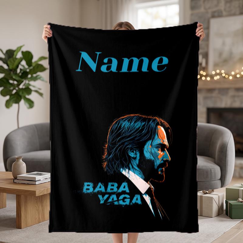 Baba yaga John wick Custom Flannel Blankets Soft Warm Cozy Throws for Home Decor Holiday Gifts