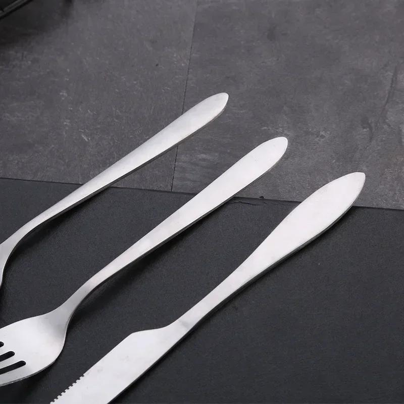 4Pcs/Set Travel Camping Cutlery Set Portable Tableware Stainless Steel Chopsticks Spoon Fork Steak Knife with Storage Case