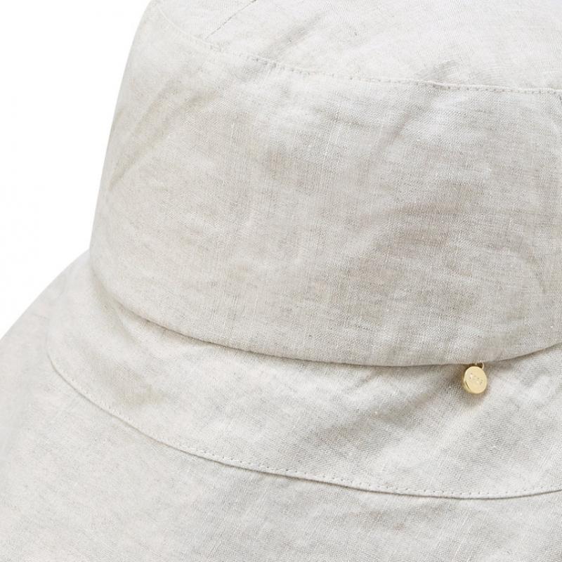 DakS Women S Beige Check contraSt Linen Floppy Hat Dbhe4e121i2