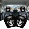 2Pcs Smiley Face Printed Car Pillowcase Soft Comfortable Decorative Cushion Cover Auto Seat Headrest Washable Polyester Fabric