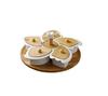 White Ceramic with Turntable Five Grid Fruit Plate with Wooden Lid Rotatable Snack Platter Dessert Snack Tray Fruit Plate Set