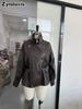 Damen Herbst Winter Neue Ankünfte Street Style Gerissen Kapuze Kordelzug Lederjacke Mantel