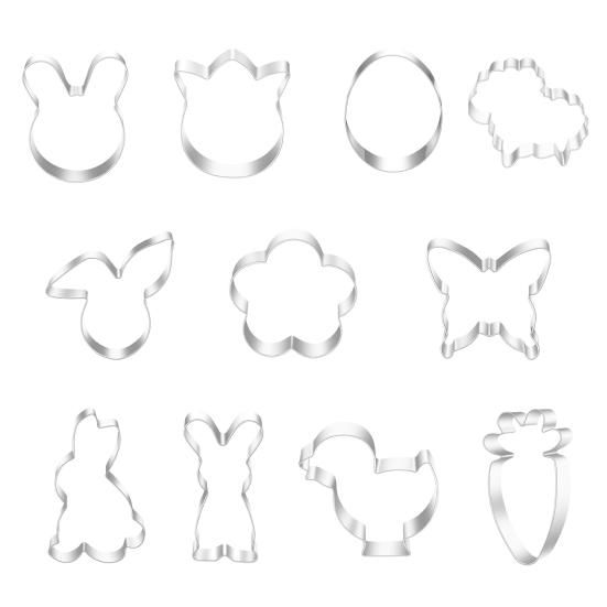 

1 комплект, формочки для печенья в форме пасхального кролика, безвкусные формочки для печенья из нержавеющей стали, формочки для сладкой выпечки, кухонные аксессуары