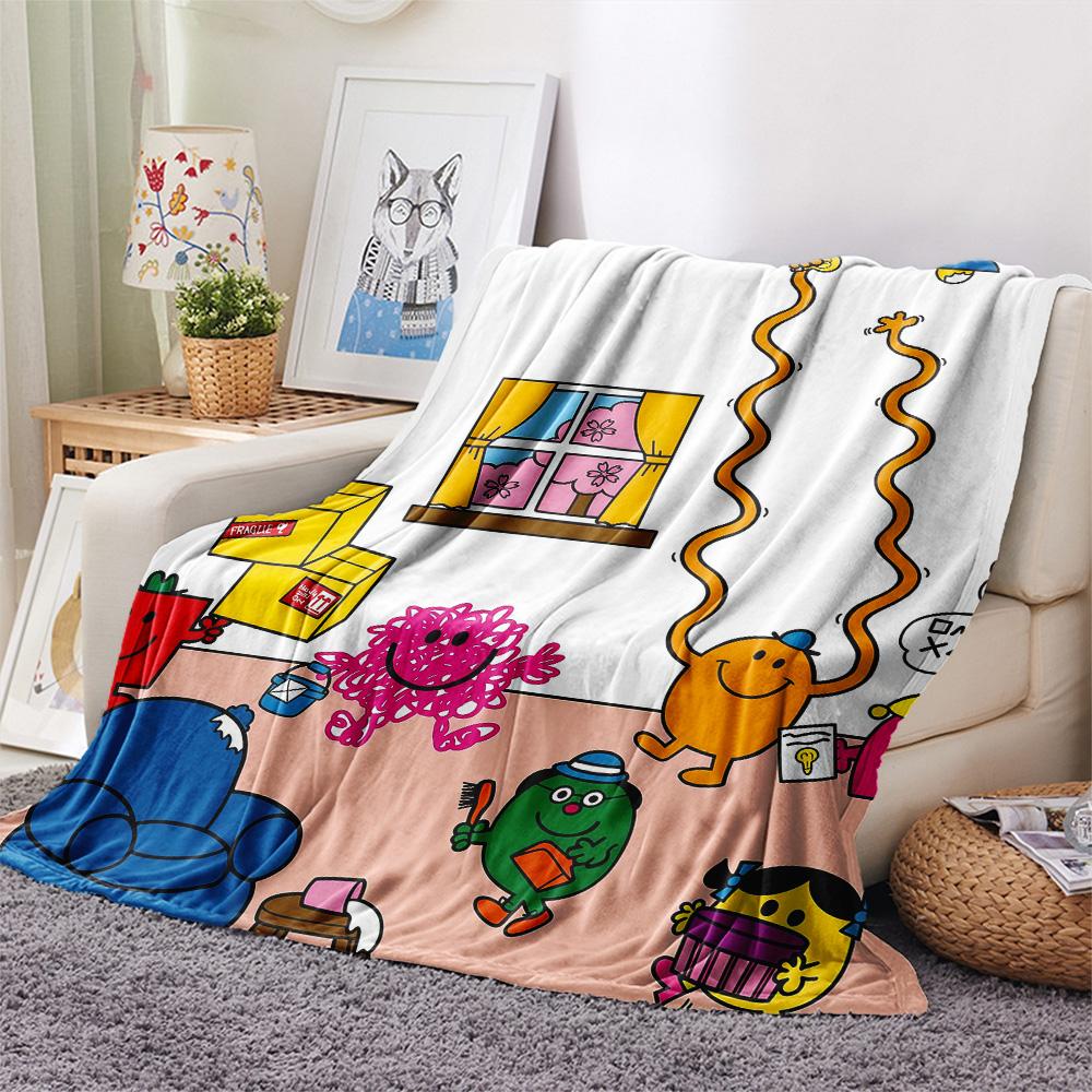 Mr. Men and Little Miss2 Flannel Blanket, High quality Comfortable for All Seasons, Home Decor, Warmth and Comfort