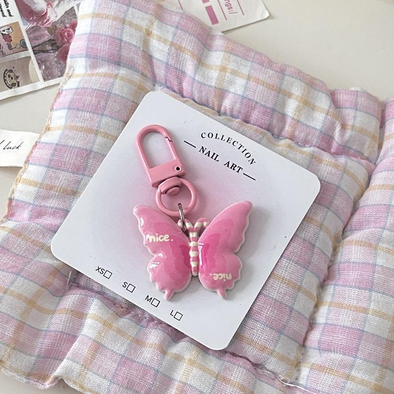 Cute Letter Butterfly Keychain Pendant For Women Girls  Exquisite Tassel Keychain Creative Bag Decoration Accessories