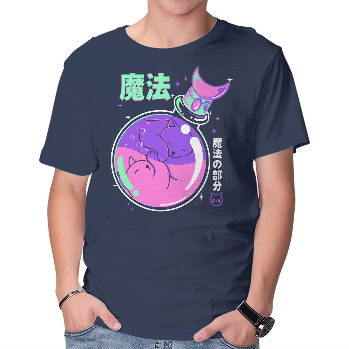 Unisex Crew Neck T-Shirt Poison Magicat Graphic Short Sleeve Casual Tee XL