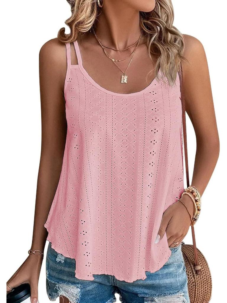 Women's Spaghetti Strap Sleeveless Tank Top - Loose Fit for Summer Vacation 2025