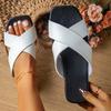 Fashion Women's Slippers 2025 New Fashion Summer Non-smooth Flat Sandals Cross Belt Roman Flip Flops Women's Shoes Zapatos De Mujer