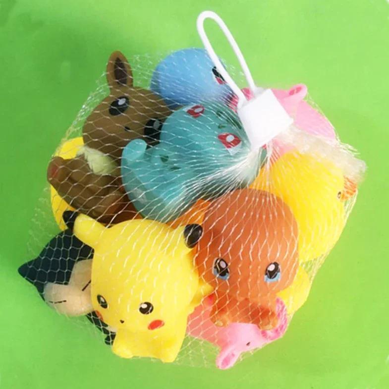 6Pcs Cartoon Anime  Figures Bath Shower Play Kawaii Water Bath Toys for pikachu Sprinkling Shower Swimming Toys