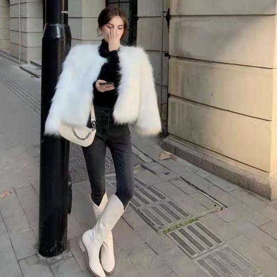 Women's Faux Fur Jacket Autumn Winter Warm Loose Plush Coat Casual Female Furry Cardigan for Street Office Date