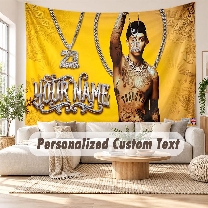Custom Name Wall Hanging Tapestry,Central Cee Decorative Backdrop Tapestry For Dorm Home